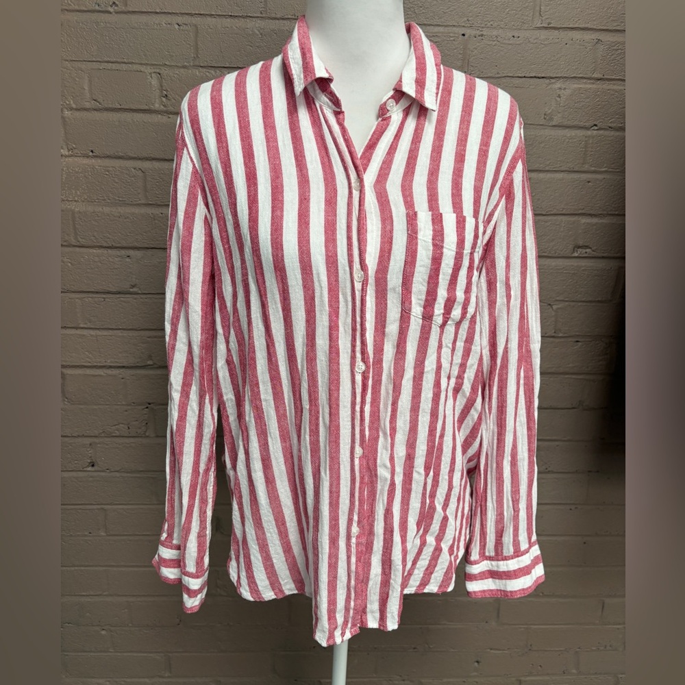 Rails Red & White Stripe Charli Shirt M - image 7
